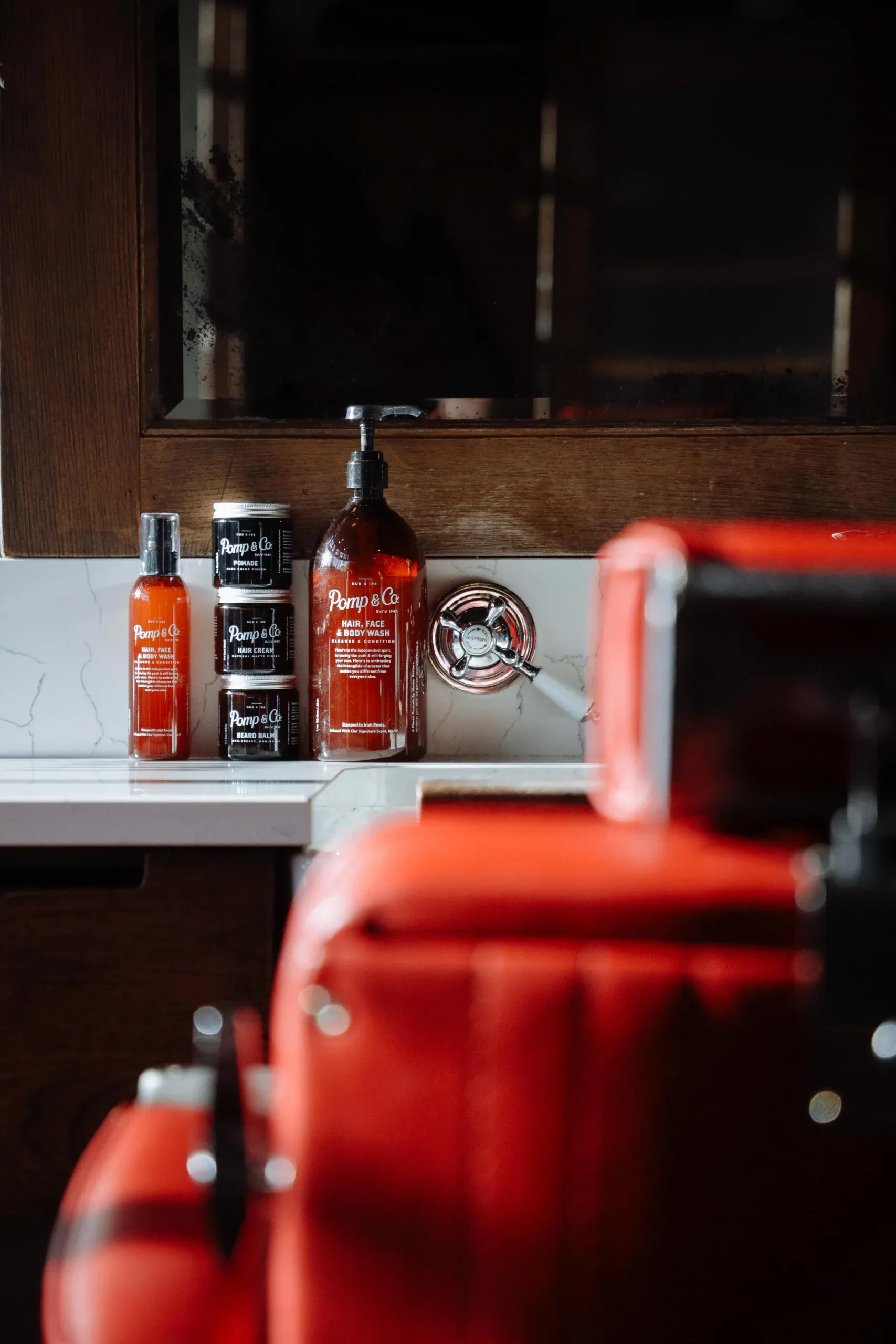 Pomp & Co. bottles and jars on a shelf